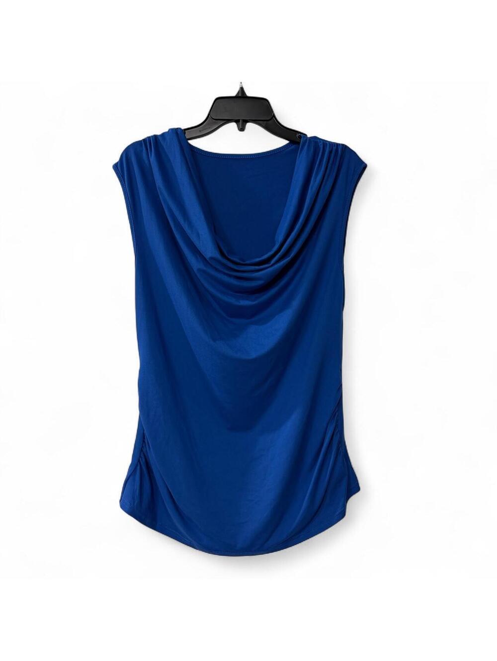 SHEIN Curve Cowl Neck Top Women's 0XL Royal Blue Draped Sleeveless